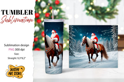 Christmas tumbler sublimation.Santa Claus and horse tumbler Sublimation Yustaf Art Store 