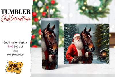 Christmas tumbler sublimation.Santa Claus and horse tumbler Sublimation Yustaf Art Store 