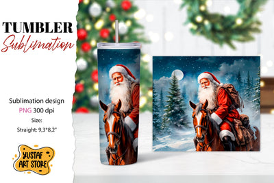 Christmas tumbler sublimation.Santa Claus and horse tumbler Sublimation Yustaf Art Store 