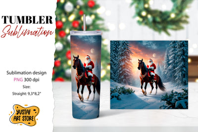 Christmas tumbler sublimation.Santa Claus and horse tumbler Sublimation Yustaf Art Store 