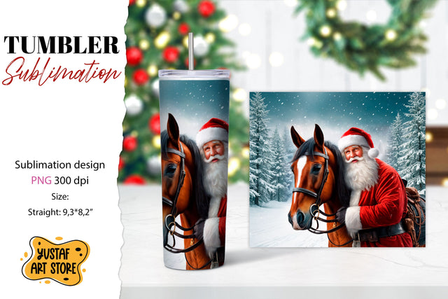 Christmas tumbler sublimation.Santa Claus and horse tumbler Sublimation Yustaf Art Store 