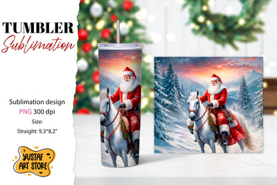 Christmas tumbler sublimation.Santa Claus and horse tumbler Sublimation Yustaf Art Store 