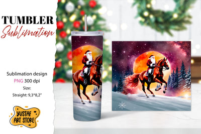 Christmas tumbler sublimation.Santa Claus and horse tumbler Sublimation Yustaf Art Store 