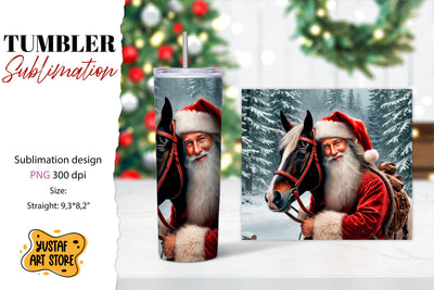 Christmas tumbler sublimation.Santa Claus and horse tumbler Sublimation Yustaf Art Store 