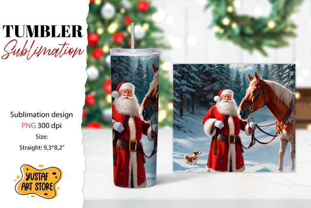 Christmas tumbler sublimation.Santa Claus and horse tumbler Sublimation Yustaf Art Store 