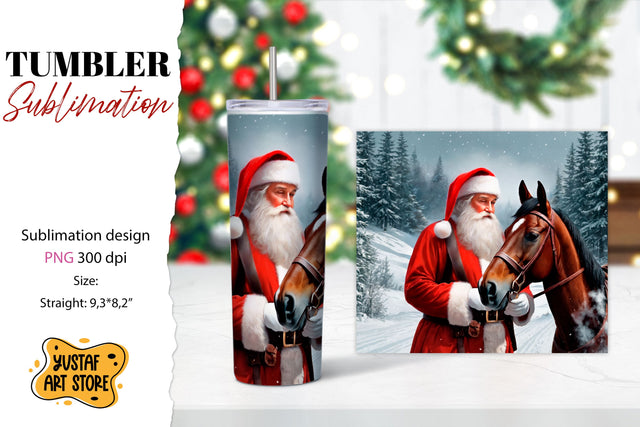 Christmas tumbler sublimation.Santa Claus and horse tumbler Sublimation Yustaf Art Store 