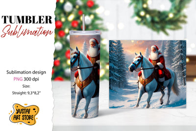 Christmas tumbler sublimation.Santa Claus and horse tumbler Sublimation Yustaf Art Store 
