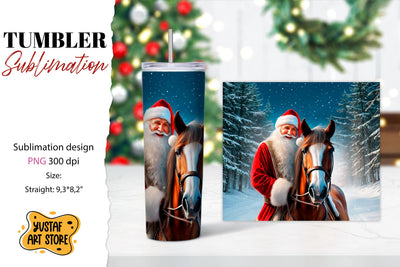Christmas tumbler sublimation.Santa Claus and horse tumbler Sublimation Yustaf Art Store 