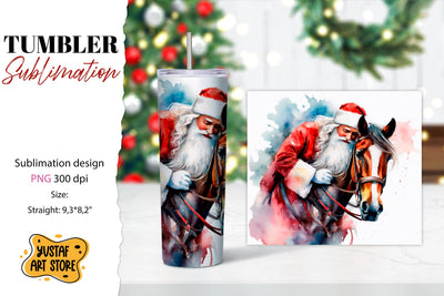 Christmas tumbler sublimation.Santa Claus and horse tumbler Sublimation Yustaf Art Store 