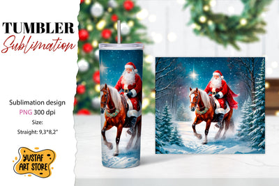 Christmas tumbler sublimation.Santa Claus and horse tumbler Sublimation Yustaf Art Store 
