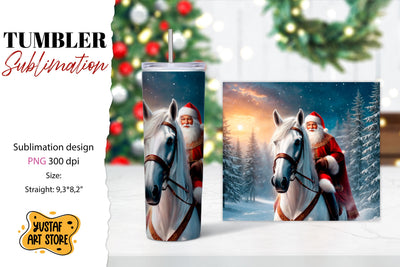 Christmas tumbler sublimation.Santa Claus and horse tumbler Sublimation Yustaf Art Store 