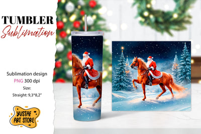 Christmas tumbler sublimation.Santa Claus and horse tumbler Sublimation Yustaf Art Store 