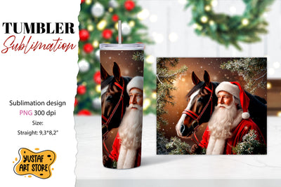 Christmas tumbler sublimation.Santa Claus and horse tumbler Sublimation Yustaf Art Store 