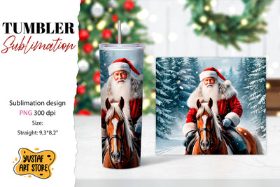 Christmas tumbler sublimation.Santa Claus and horse tumbler Sublimation Yustaf Art Store 