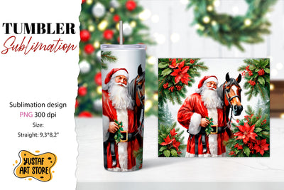 Christmas tumbler sublimation.Santa Claus and horse tumbler Sublimation Yustaf Art Store 