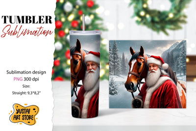 Christmas tumbler sublimation.Santa Claus and horse tumbler Sublimation Yustaf Art Store 
