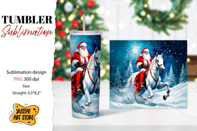 Christmas tumbler sublimation.Santa Claus and horse tumbler Sublimation Yustaf Art Store 