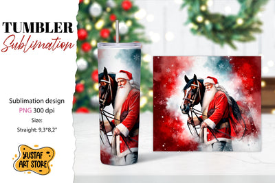 Christmas tumbler sublimation.Santa Claus and horse tumbler Sublimation Yustaf Art Store 