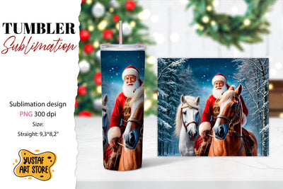 Christmas tumbler sublimation.Santa Claus and horse tumbler Sublimation Yustaf Art Store 