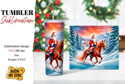Christmas tumbler sublimation.Santa Claus and horse tumbler Sublimation Yustaf Art Store 