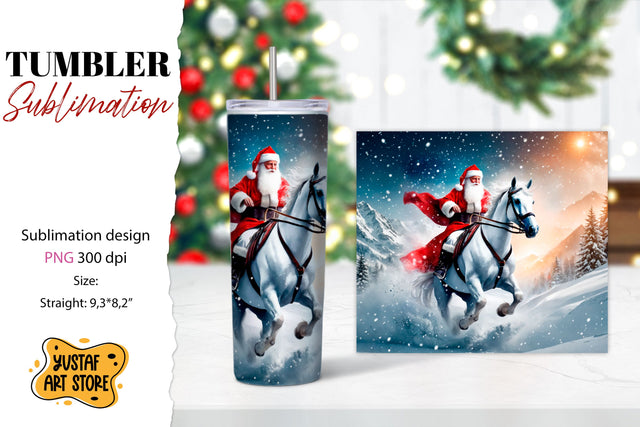 Christmas tumbler sublimation.Santa Claus and horse tumbler Sublimation Yustaf Art Store 