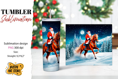 Christmas tumbler sublimation.Santa Claus and horse tumbler Sublimation Yustaf Art Store 