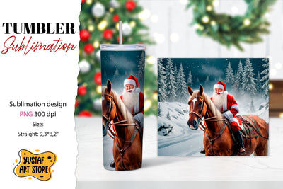 Christmas tumbler sublimation.Santa Claus and horse tumbler Sublimation Yustaf Art Store 