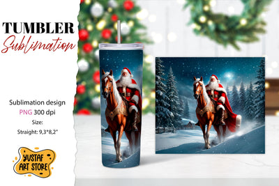 Christmas tumbler sublimation.Santa Claus and horse tumbler Sublimation Yustaf Art Store 