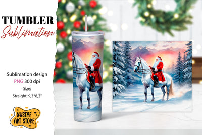 Christmas tumbler sublimation.Santa Claus and horse tumbler Sublimation Yustaf Art Store 