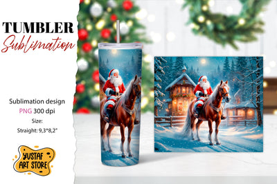Christmas tumbler sublimation.Santa Claus and horse tumbler Sublimation Yustaf Art Store 
