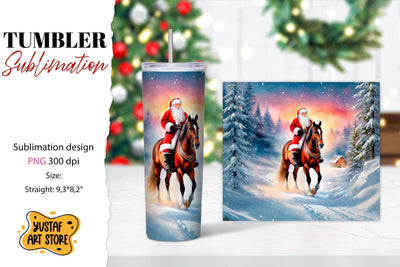 Christmas tumbler sublimation.Santa Claus and horse tumbler Sublimation Yustaf Art Store 
