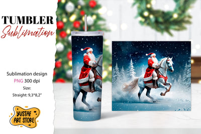 Christmas tumbler sublimation.Santa Claus and horse tumbler Sublimation Yustaf Art Store 