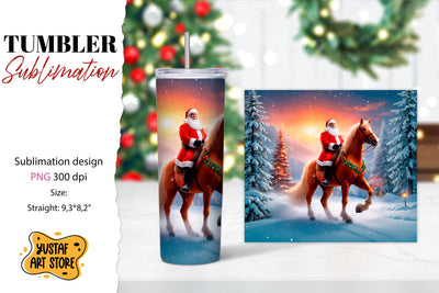 Christmas tumbler sublimation.Santa Claus and horse tumbler Sublimation Yustaf Art Store 