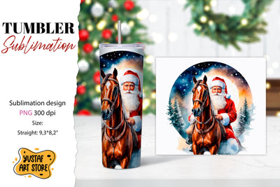 Christmas tumbler sublimation.Santa Claus and horse tumbler Sublimation Yustaf Art Store 