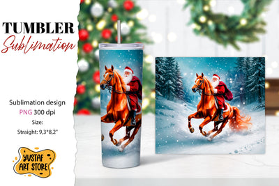 Christmas tumbler sublimation.Santa Claus and horse tumbler Sublimation Yustaf Art Store 