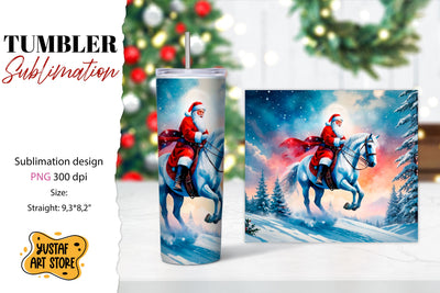 Christmas tumbler sublimation.Santa Claus and horse tumbler Sublimation Yustaf Art Store 