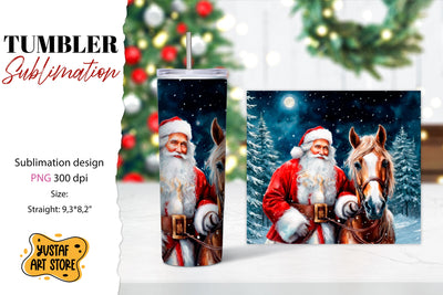 Christmas tumbler sublimation.Santa Claus and horse tumbler Sublimation Yustaf Art Store 