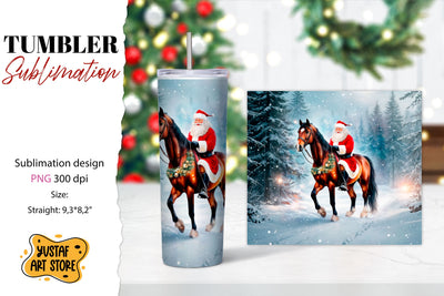 Christmas tumbler sublimation.Santa Claus and horse tumbler Sublimation Yustaf Art Store 