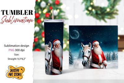 Christmas tumbler sublimation.Santa Claus and horse tumbler Sublimation Yustaf Art Store 
