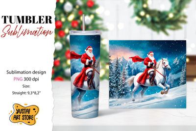 Christmas tumbler sublimation.Santa Claus and horse tumbler Sublimation Yustaf Art Store 