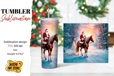 Christmas tumbler sublimation.Santa Claus and horse tumbler Sublimation Yustaf Art Store 