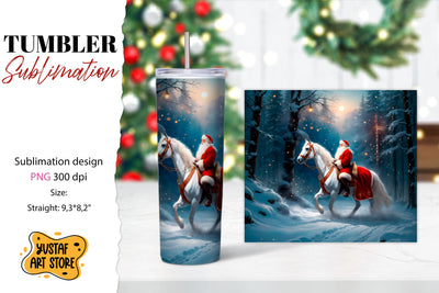 Christmas tumbler sublimation.Santa Claus and horse tumbler Sublimation Yustaf Art Store 