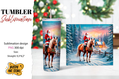 Christmas tumbler sublimation.Santa Claus and horse tumbler Sublimation Yustaf Art Store 