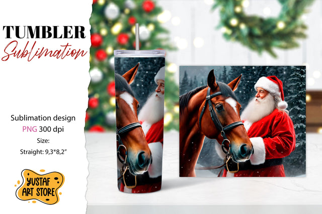 Christmas tumbler sublimation.Santa Claus and horse tumbler Sublimation Yustaf Art Store 