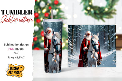 Christmas tumbler sublimation.Santa Claus and horse tumbler Sublimation Yustaf Art Store 