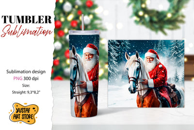 Christmas tumbler sublimation.Santa Claus and horse tumbler Sublimation Yustaf Art Store 