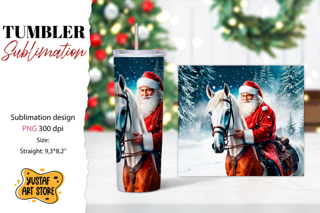 Christmas tumbler sublimation.Santa Claus and horse tumbler Sublimation Yustaf Art Store 