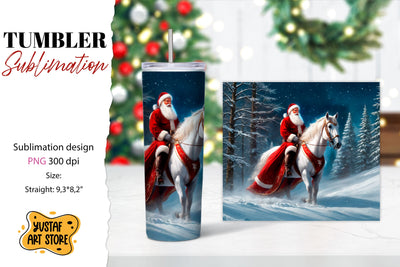 Christmas tumbler sublimation.Santa Claus and horse tumbler Sublimation Yustaf Art Store 
