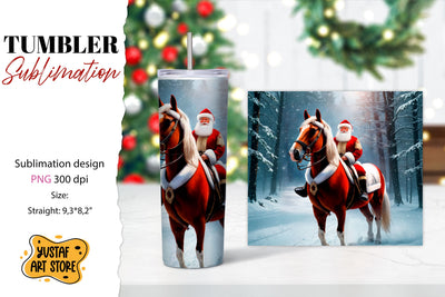 Christmas tumbler sublimation.Santa Claus and horse tumbler Sublimation Yustaf Art Store 