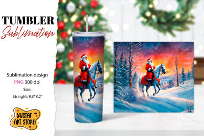 Christmas tumbler sublimation.Santa Claus and horse tumbler Sublimation Yustaf Art Store 